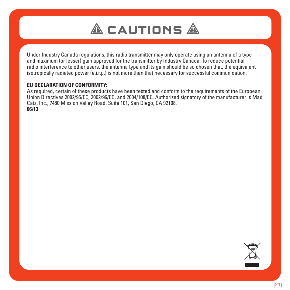 Cautions | TRITTON Kunai Universal Stereo Gaming Headset User Manual | Page 21 / 170