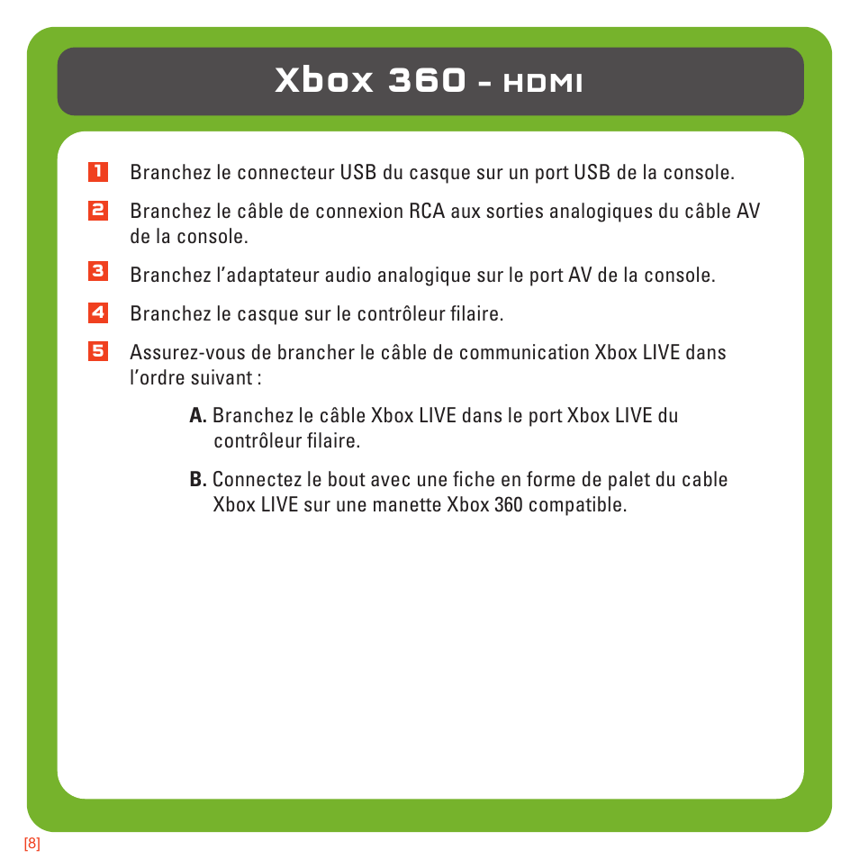 Xbox 360, Hdmi | TRITTON Kunai Universal Stereo Gaming Headset User Manual | Page 30 / 170