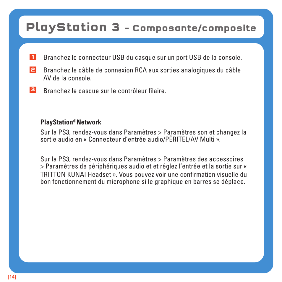 Playstation 3, Composante/composite | TRITTON Kunai Universal Stereo Gaming Headset User Manual | Page 36 / 170