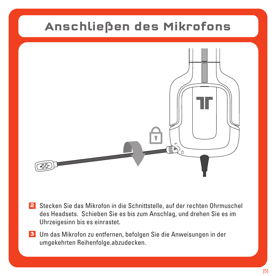 Anschließen des mikrofons | TRITTON Kunai Universal Stereo Gaming Headset User Manual | Page 49 / 170