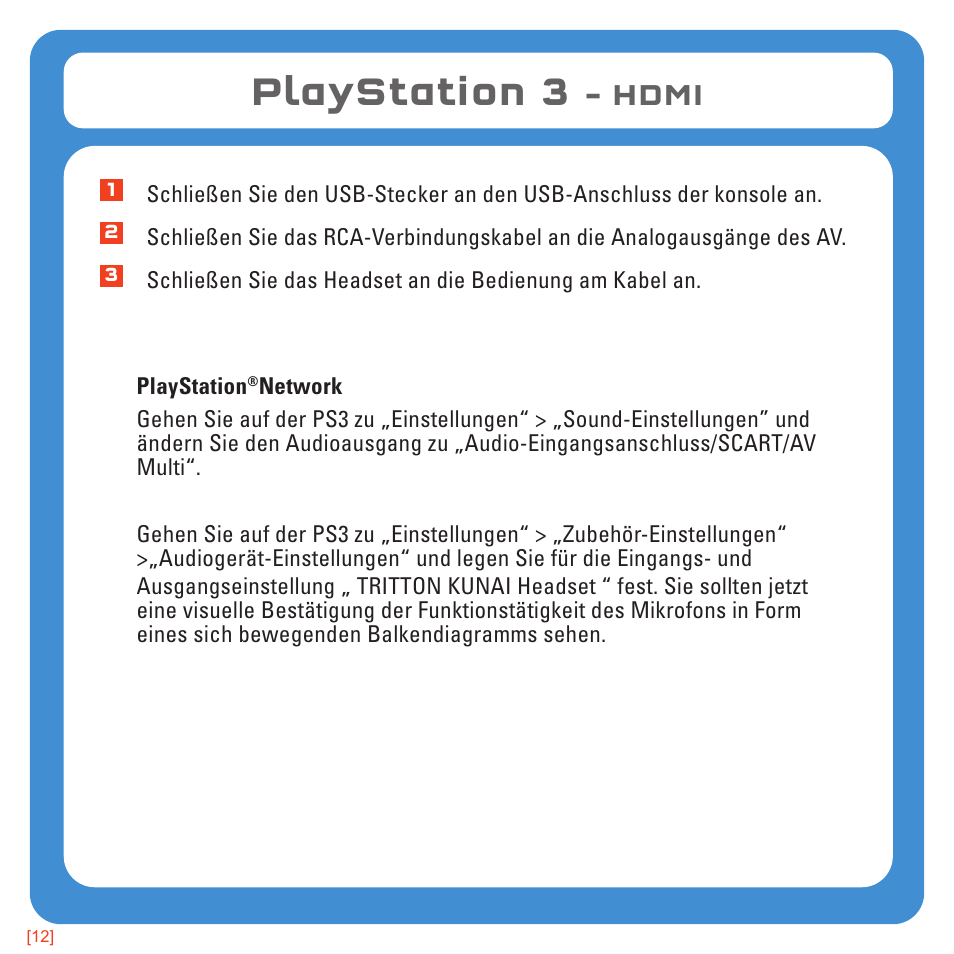 Playstation 3, Hdmi | TRITTON Kunai Universal Stereo Gaming Headset User Manual | Page 56 / 170