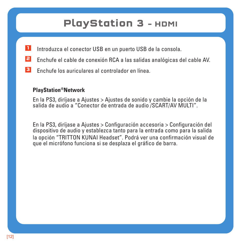 Playstation 3, Hdmi | TRITTON Kunai Universal Stereo Gaming Headset User Manual | Page 77 / 170
