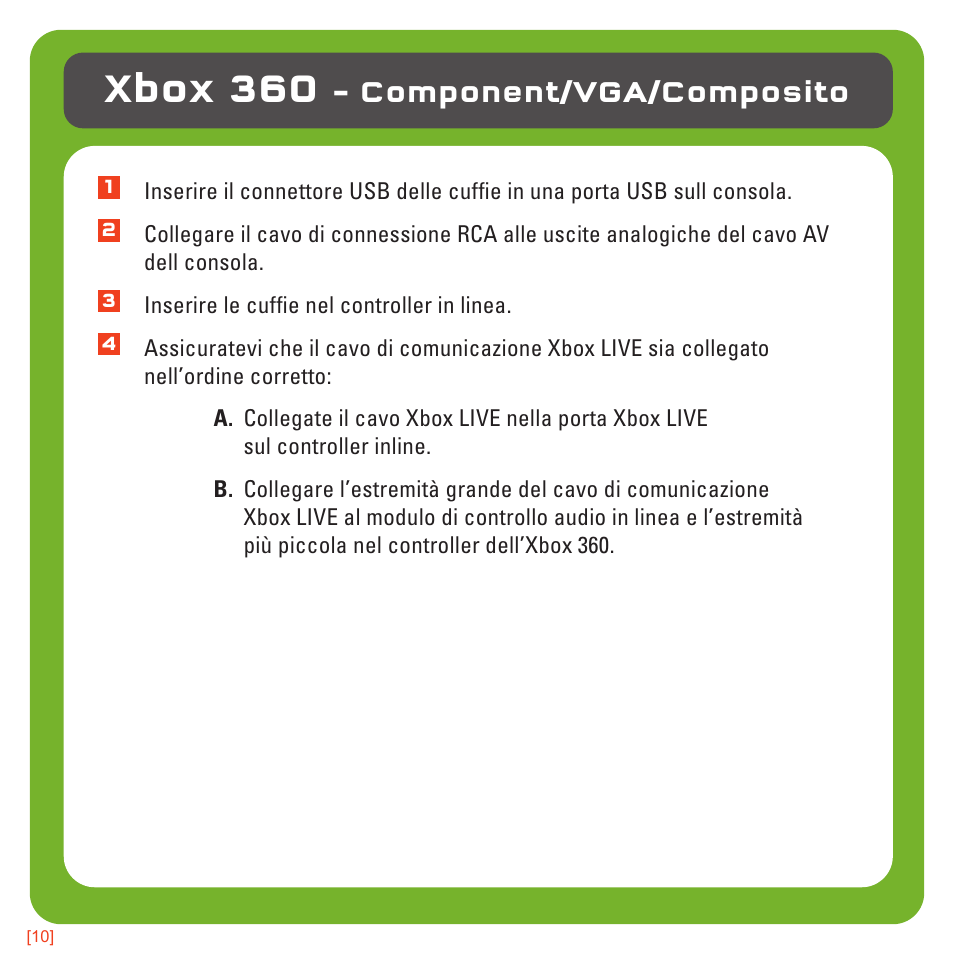 Xbox 360, Component/vga/composito | TRITTON Kunai Universal Stereo Gaming Headset User Manual | Page 96 / 170