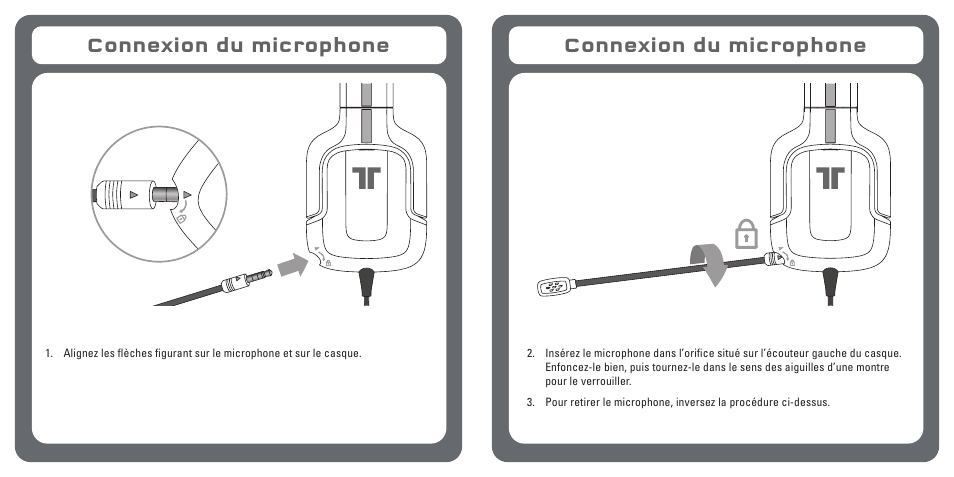 Connexion du microphone | TRITTON Kunai Stereo Gaming Headset for PC, Mac, and Mobile Devices User Manual | Page 11 / 59