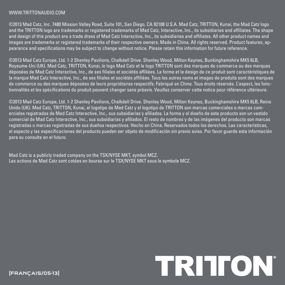 TRITTON Kunai Stereo Gaming Headset for PC, Mac, and Mobile Devices User Manual | Page 16 / 59