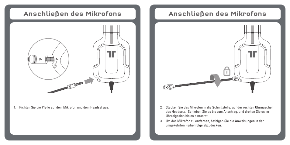 Anschließen des mikrofons | TRITTON Kunai Stereo Gaming Headset for PC, Mac, and Mobile Devices User Manual | Page 19 / 59