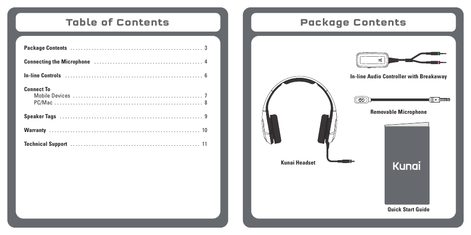 Table of contents package contents | TRITTON Kunai Stereo Gaming Headset for PC, Mac, and Mobile Devices User Manual | Page 2 / 59