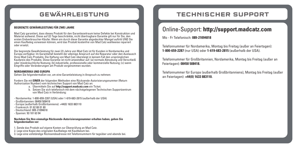 Gewährleistung | TRITTON Kunai Stereo Gaming Headset for PC, Mac, and Mobile Devices User Manual | Page 22 / 59