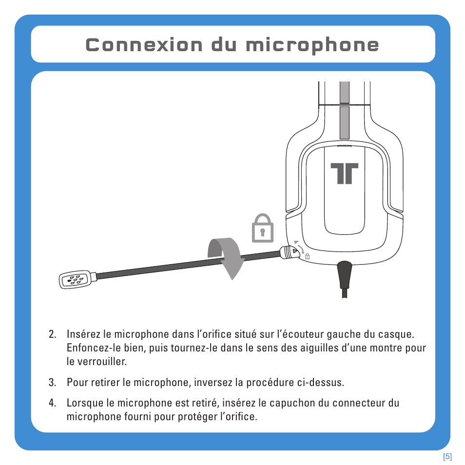 Connexion du microphone | TRITTON Kunai Stereo Headset for PlayStation-3 and PlayStation-Vita User Manual | Page 21 / 108