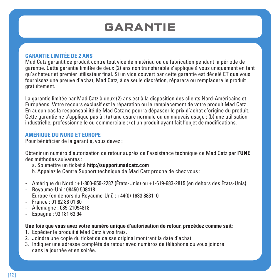 Garantie | TRITTON Kunai Stereo Headset for PlayStation-3 and PlayStation-Vita User Manual | Page 28 / 108