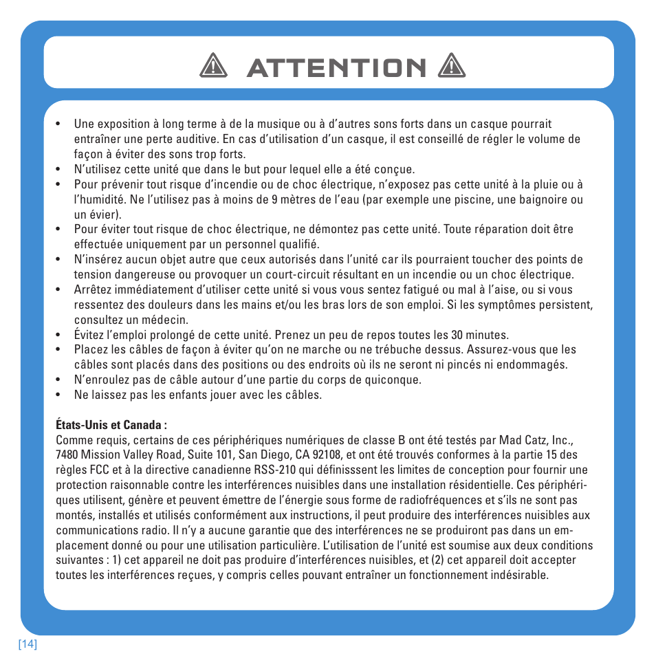Attention | TRITTON Kunai Stereo Headset for PlayStation-3 and PlayStation-Vita User Manual | Page 30 / 108