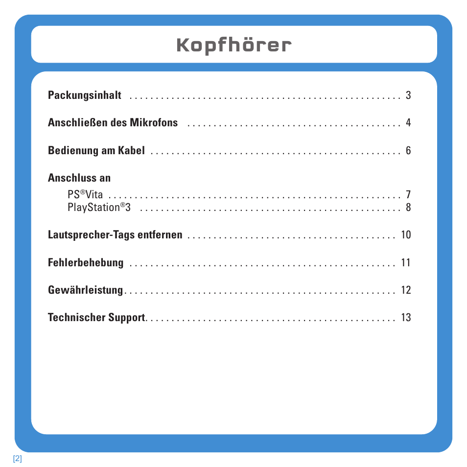 Kopfhörer | TRITTON Kunai Stereo Headset for PlayStation-3 and PlayStation-Vita User Manual | Page 34 / 108