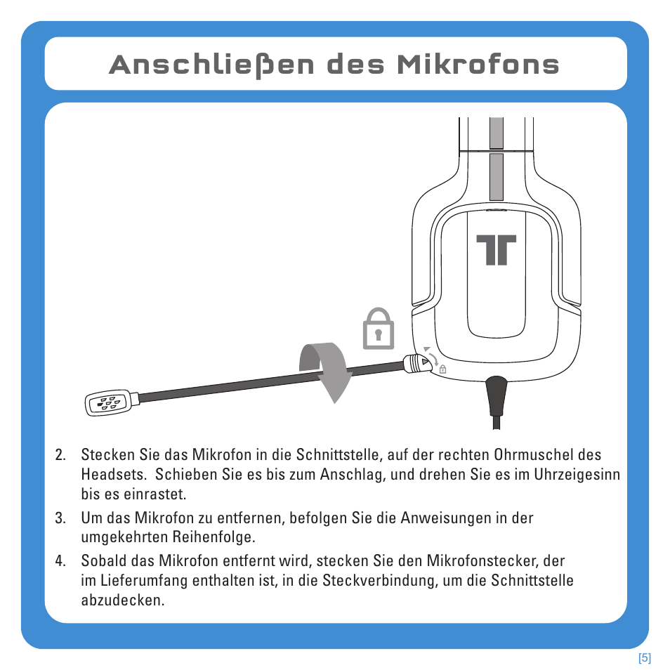 Anschließen des mikrofons | TRITTON Kunai Stereo Headset for PlayStation-3 and PlayStation-Vita User Manual | Page 37 / 108
