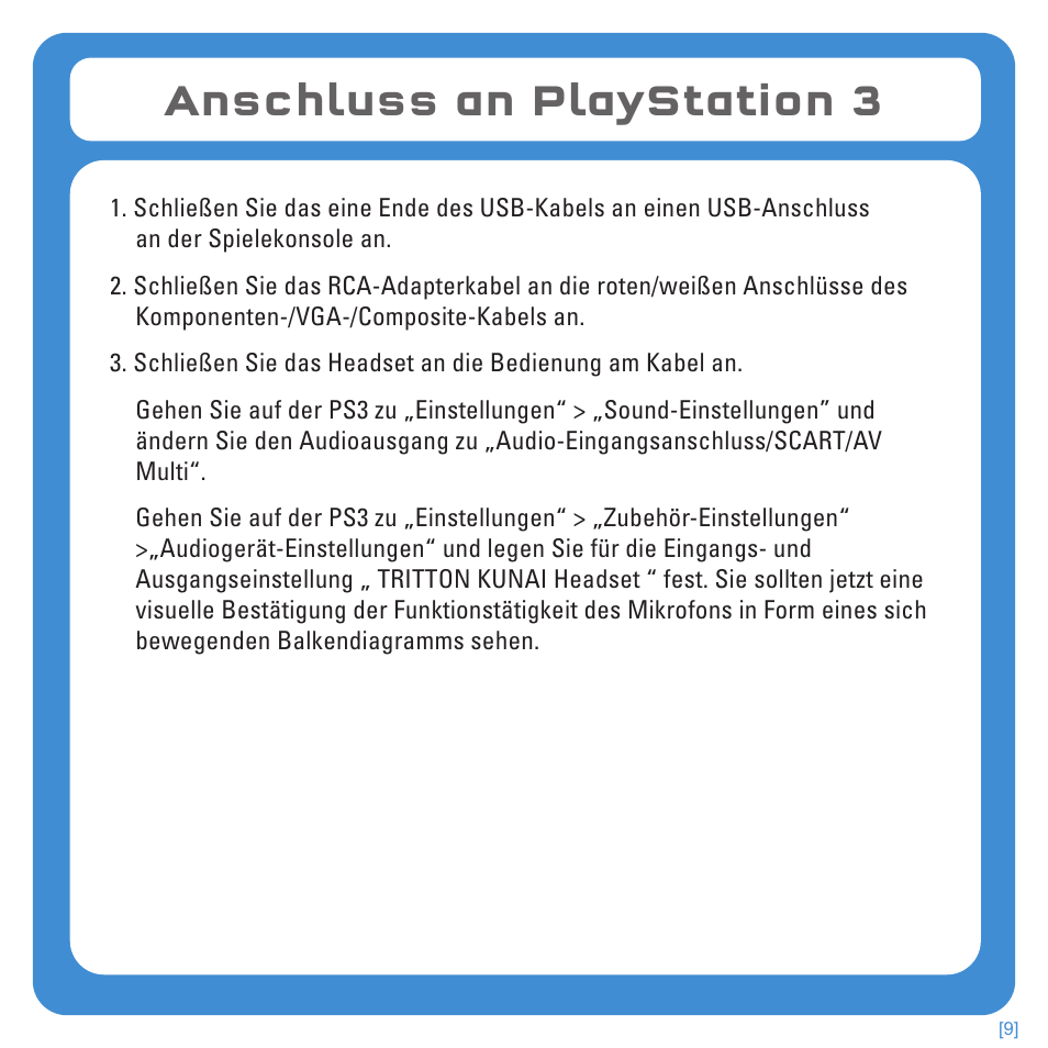 Anschluss an playstation 3 | TRITTON Kunai Stereo Headset for PlayStation-3 and PlayStation-Vita User Manual | Page 41 / 108