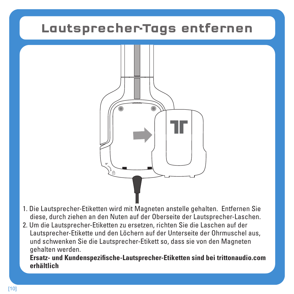 Lautsprecher-tags entfernen | TRITTON Kunai Stereo Headset for PlayStation-3 and PlayStation-Vita User Manual | Page 42 / 108