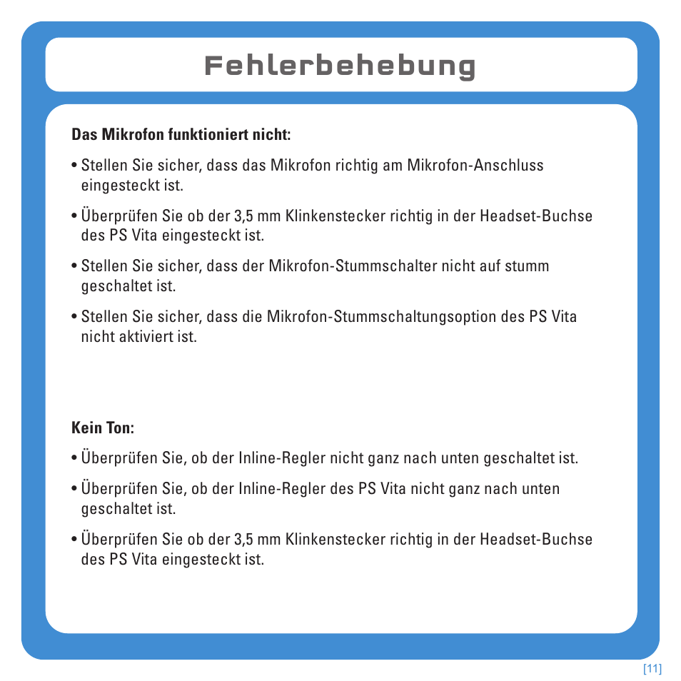 Fehlerbehebung | TRITTON Kunai Stereo Headset for PlayStation-3 and PlayStation-Vita User Manual | Page 43 / 108