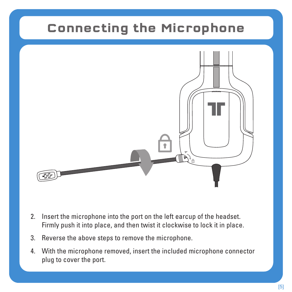 Connecting the microphone | TRITTON Kunai Stereo Headset for PlayStation-3 and PlayStation-Vita User Manual | Page 5 / 108