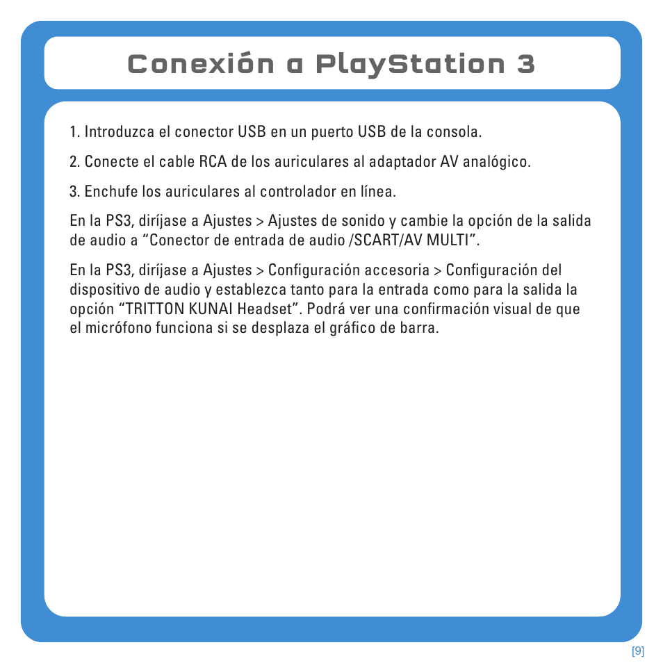 Conexión a playstation 3 | TRITTON Kunai Stereo Headset for PlayStation-3 and PlayStation-Vita User Manual | Page 56 / 108