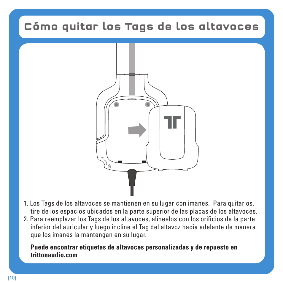 Cómo quitar los tags de los altavoces | TRITTON Kunai Stereo Headset for PlayStation-3 and PlayStation-Vita User Manual | Page 57 / 108