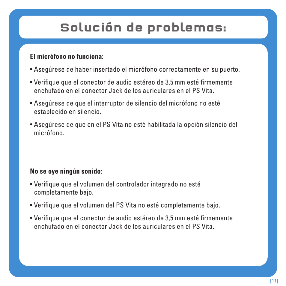 Solución de problemas | TRITTON Kunai Stereo Headset for PlayStation-3 and PlayStation-Vita User Manual | Page 58 / 108