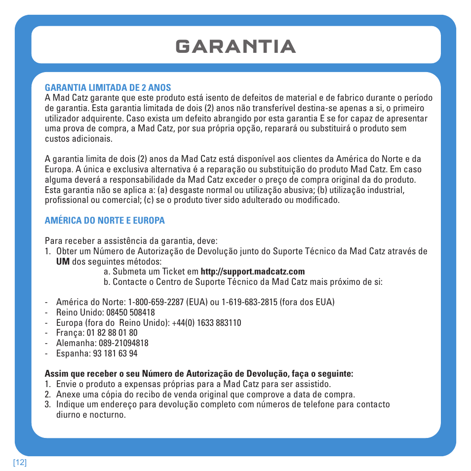 Garantia | TRITTON Kunai Stereo Headset for PlayStation-3 and PlayStation-Vita User Manual | Page 90 / 108