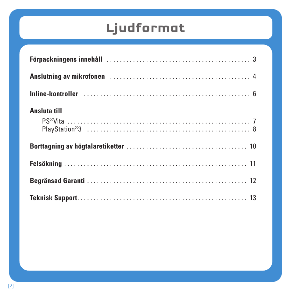 Ljudformat | TRITTON Kunai Stereo Headset for PlayStation-3 and PlayStation-Vita User Manual | Page 95 / 108