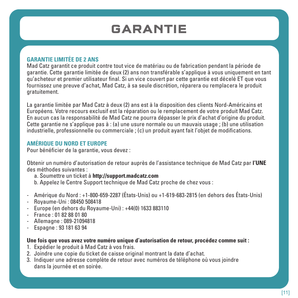 Garantie | TRITTON Kunai Stereo Headset for Wii U and Nintendo 3DS User Manual | Page 26 / 115