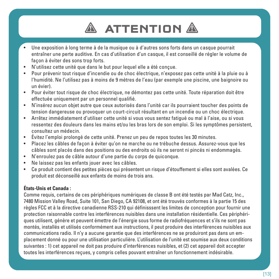 Attention | TRITTON Kunai Stereo Headset for Wii U and Nintendo 3DS User Manual | Page 28 / 115