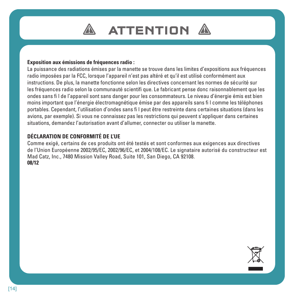 Attention | TRITTON Kunai Stereo Headset for Wii U and Nintendo 3DS User Manual | Page 29 / 115