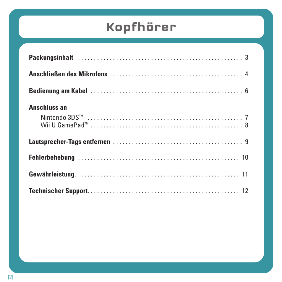 Kopfhörer | TRITTON Kunai Stereo Headset for Wii U and Nintendo 3DS User Manual | Page 32 / 115