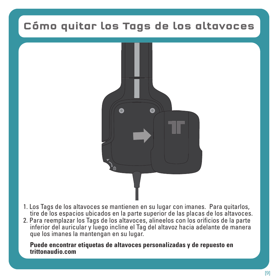 Cómo quitar los tags de los altavoces | TRITTON Kunai Stereo Headset for Wii U and Nintendo 3DS User Manual | Page 53 / 115