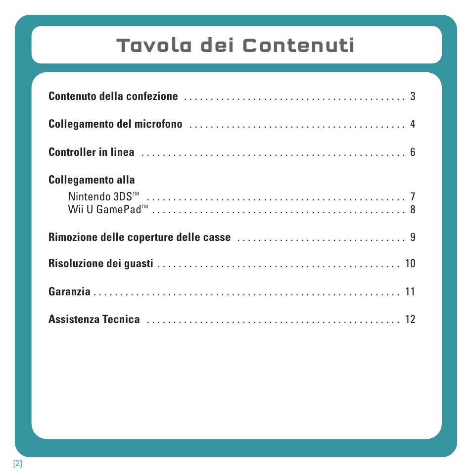 Tavola dei contenuti | TRITTON Kunai Stereo Headset for Wii U and Nintendo 3DS User Manual | Page 61 / 115