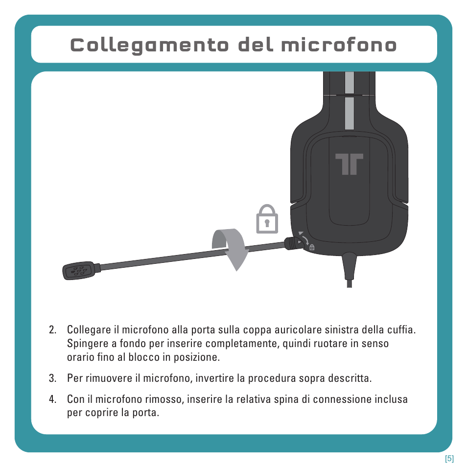 Collegamento del microfono | TRITTON Kunai Stereo Headset for Wii U and Nintendo 3DS User Manual | Page 64 / 115