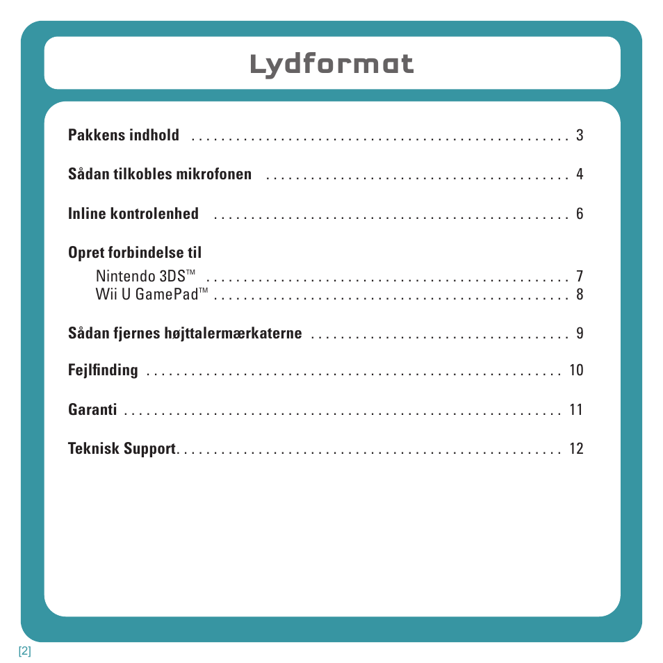 Lydformat | TRITTON Kunai Stereo Headset for Wii U and Nintendo 3DS User Manual | Page 75 / 115