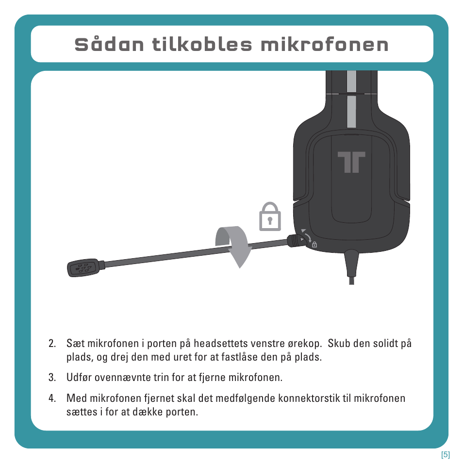 Sådan tilkobles mikrofonen | TRITTON Kunai Stereo Headset for Wii U and Nintendo 3DS User Manual | Page 78 / 115