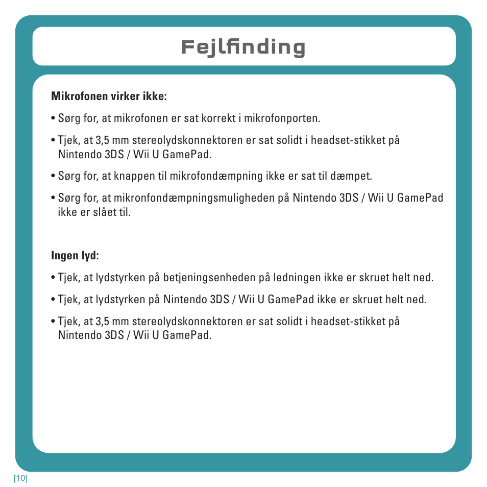 Fejlfinding | TRITTON Kunai Stereo Headset for Wii U and Nintendo 3DS User Manual | Page 83 / 115