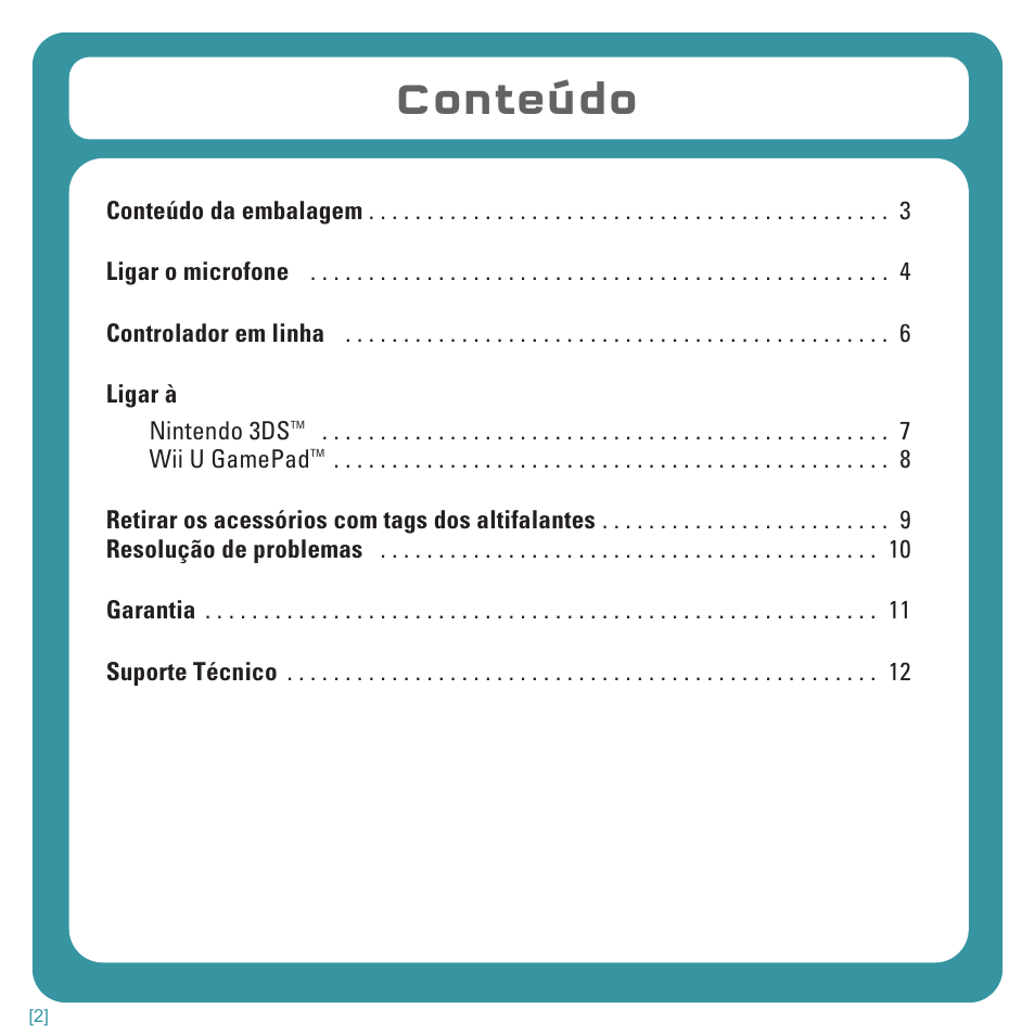 Conteúdo | TRITTON Kunai Stereo Headset for Wii U and Nintendo 3DS User Manual | Page 89 / 115