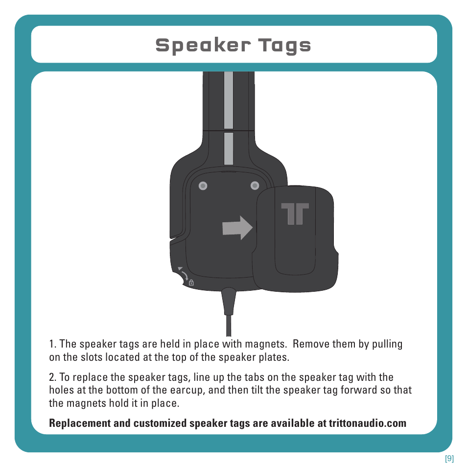 Speaker tags | TRITTON Kunai Stereo Headset for Wii U and Nintendo 3DS User Manual | Page 9 / 115