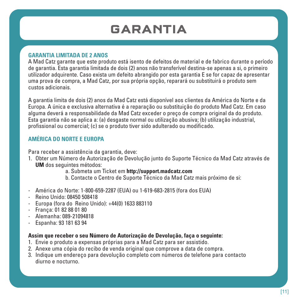 Garantia | TRITTON Kunai Stereo Headset for Wii U and Nintendo 3DS User Manual | Page 98 / 115