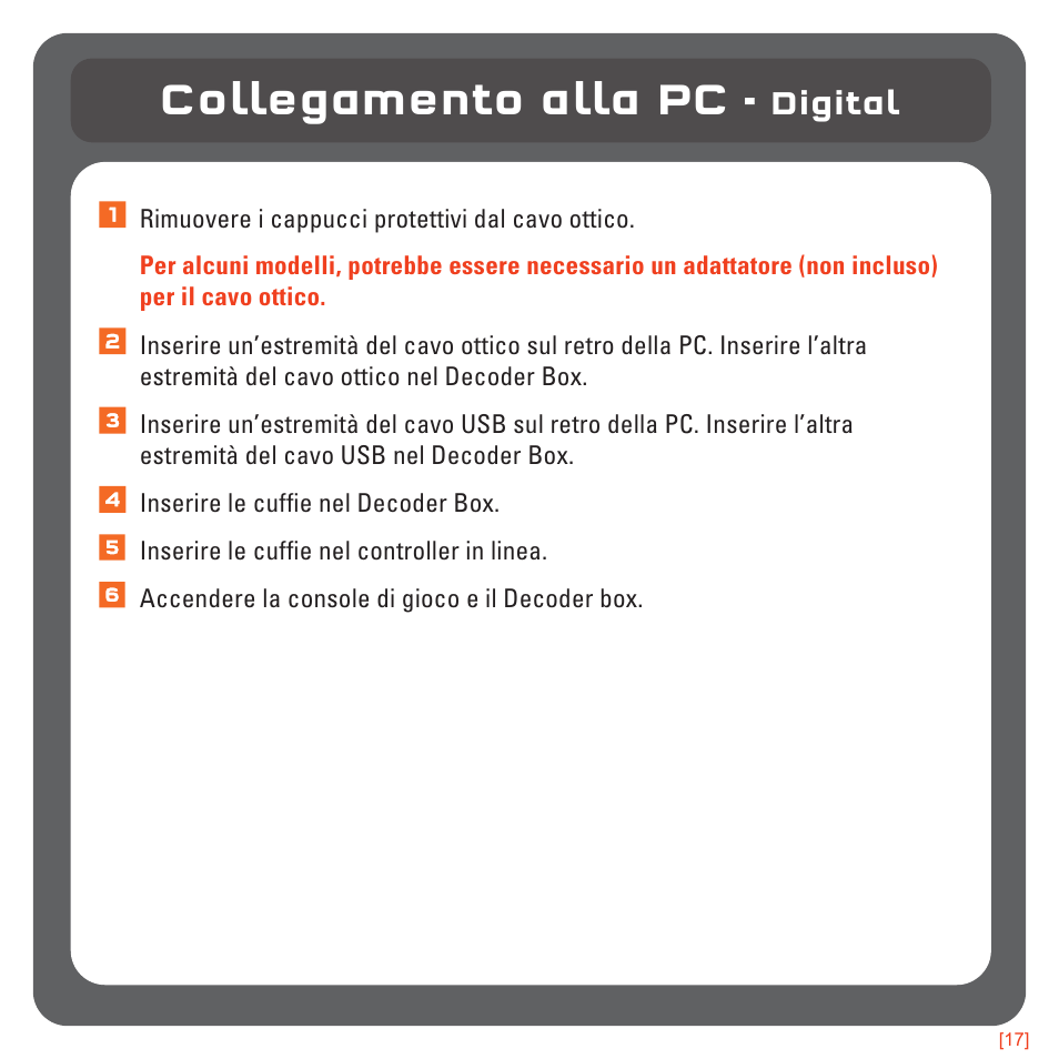 Collegamento alla pc, Digital | TRITTON 720+ 7.1 Surround Headset User Manual | Page 104 / 175