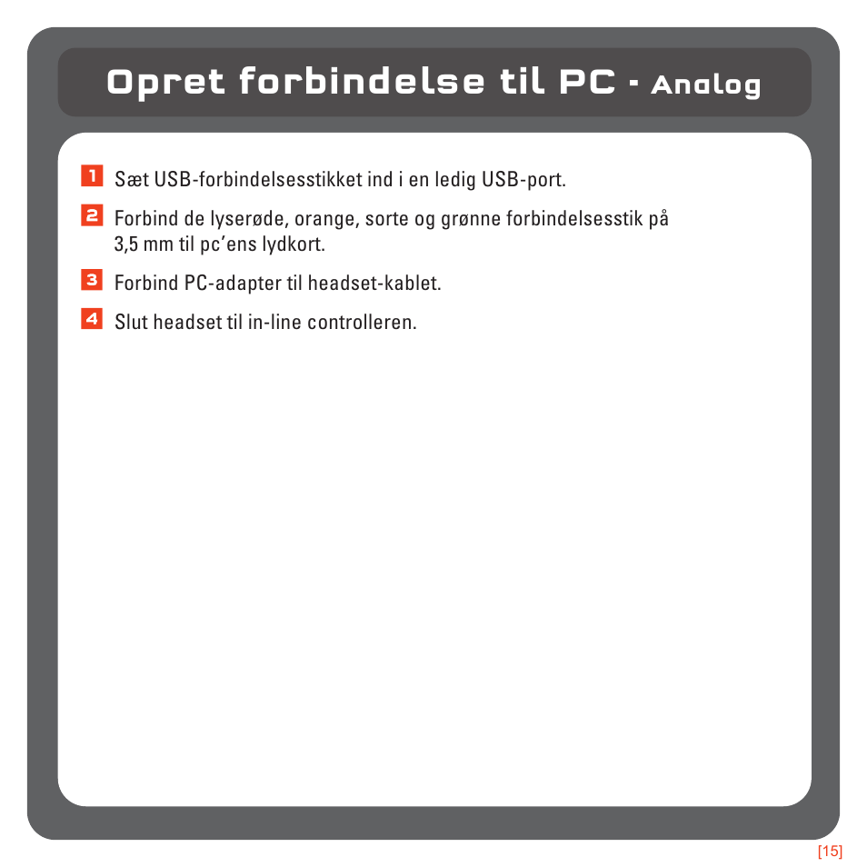 Opret forbindelse til pc, Analog | TRITTON 720+ 7.1 Surround Headset User Manual | Page 124 / 175