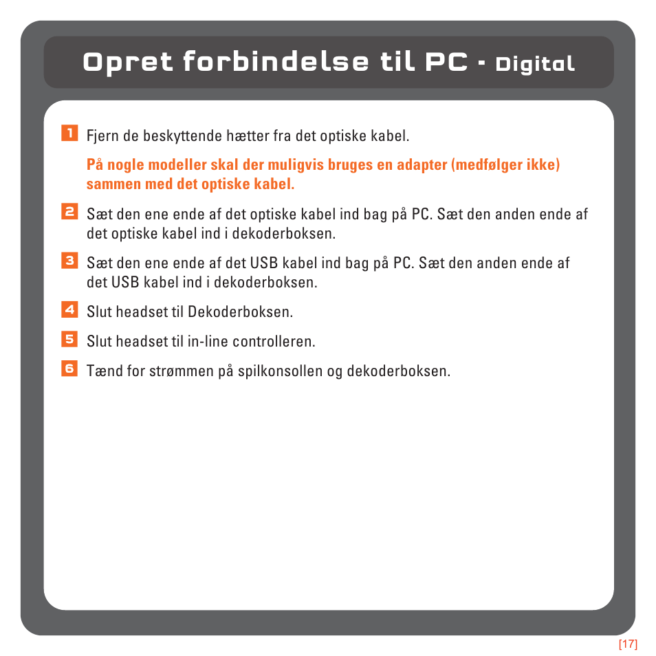 Opret forbindelse til pc, Digital | TRITTON 720+ 7.1 Surround Headset User Manual | Page 126 / 175