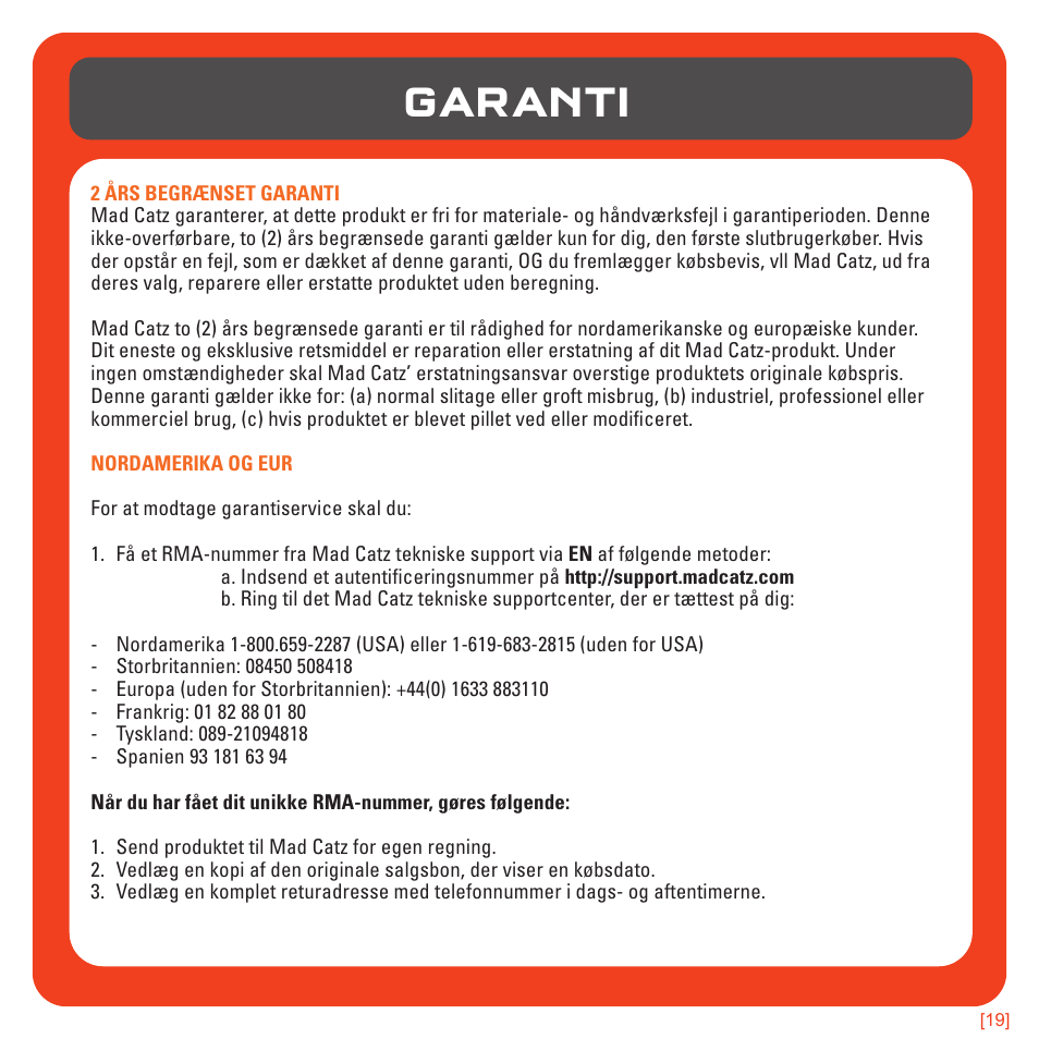 Garanti | TRITTON 720+ 7.1 Surround Headset User Manual | Page 128 / 175