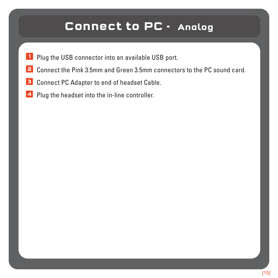 Connect to pc, Analog | TRITTON 720+ 7.1 Surround Headset User Manual | Page 15 / 175