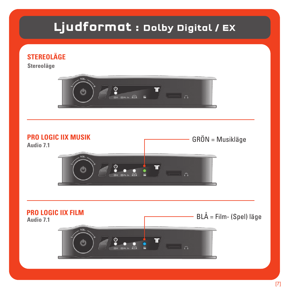 Ljudformat, Dolby digital / ex | TRITTON 720+ 7.1 Surround Headset User Manual | Page 160 / 175