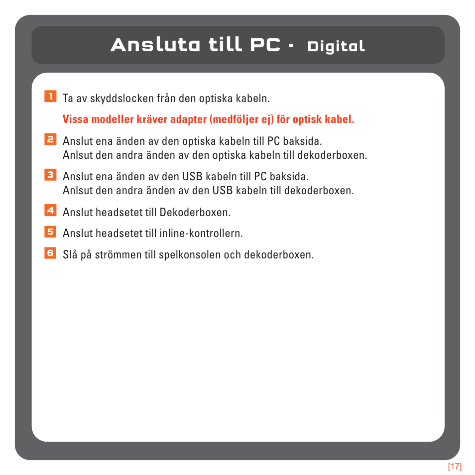 Ansluta till pc, Digital | TRITTON 720+ 7.1 Surround Headset User Manual | Page 170 / 175