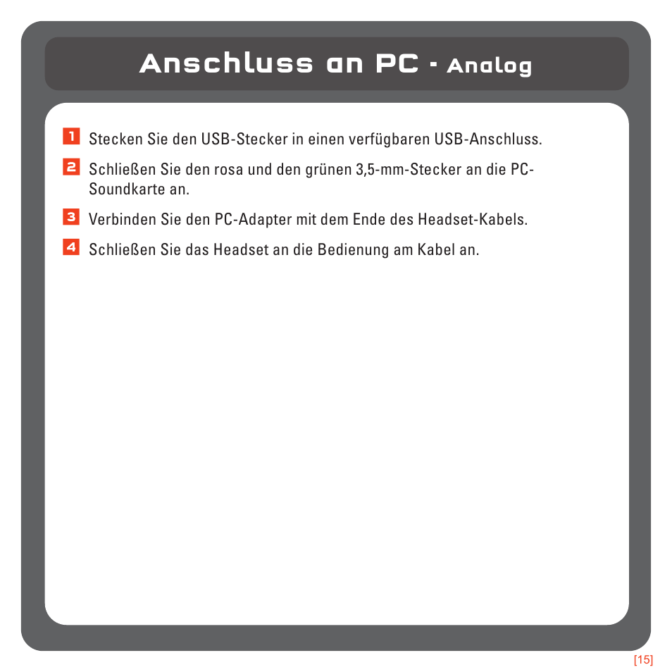 Anschluss an pc, Analog | TRITTON 720+ 7.1 Surround Headset User Manual | Page 38 / 175