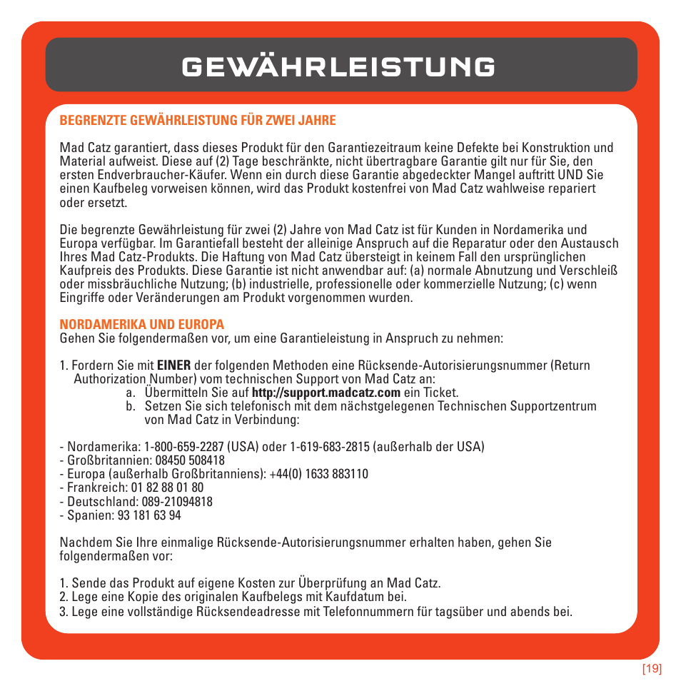 Gewährleistung | TRITTON 720+ 7.1 Surround Headset User Manual | Page 42 / 175