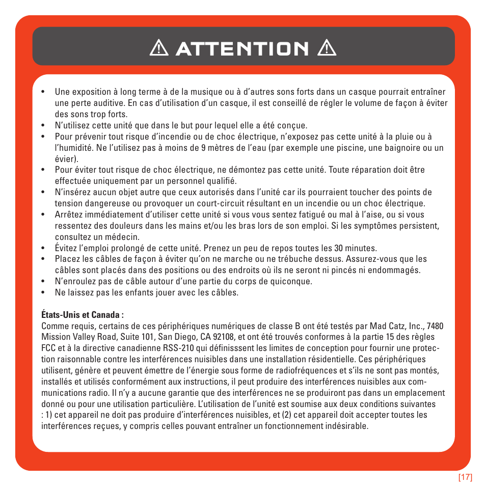 Attention | TRITTON 720+ 7.1 Surround Headset User Manual | Page 62 / 175