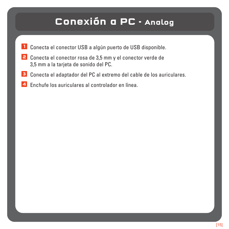 Conexión a pc, Analog | TRITTON 720+ 7.1 Surround Headset User Manual | Page 79 / 175